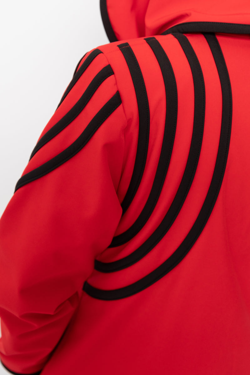 VESTE 3/4 ROUGE - BANDES NOIRES