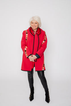 VESTE 3/4 ROUGE - MOSAÏQUES