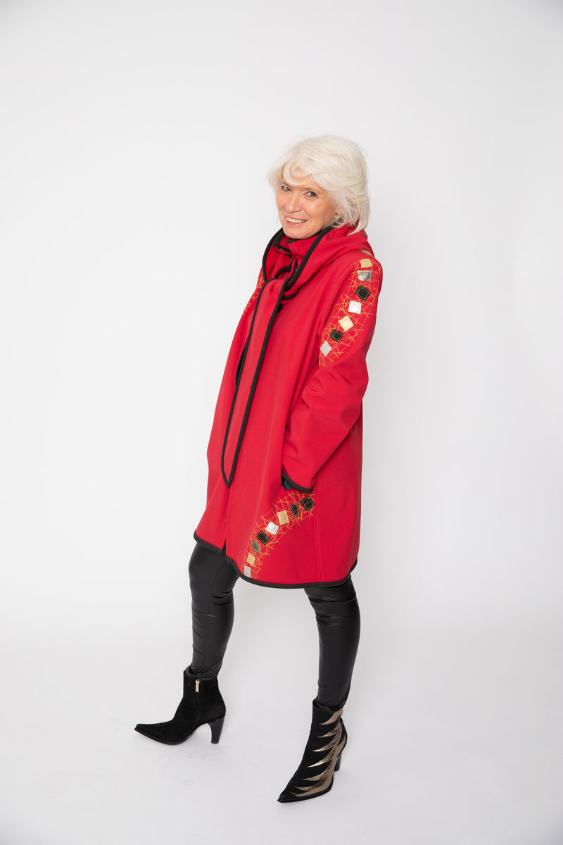 VESTE 3/4 ROUGE - MOSAÏQUES