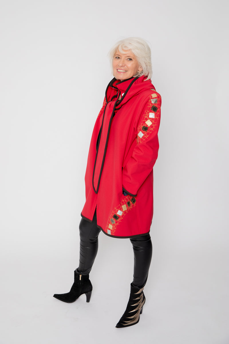 VESTE 3/4 ROUGE - MOSAÏQUES