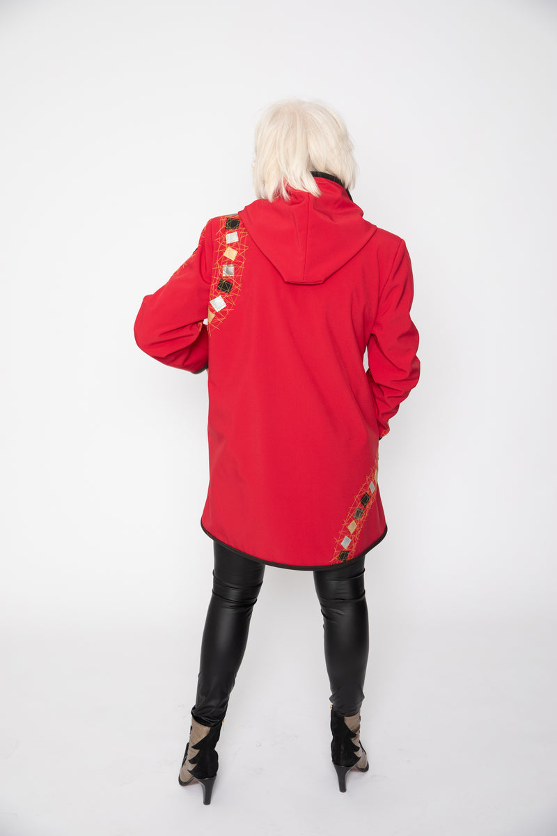 VESTE 3/4 ROUGE - MOSAÏQUES