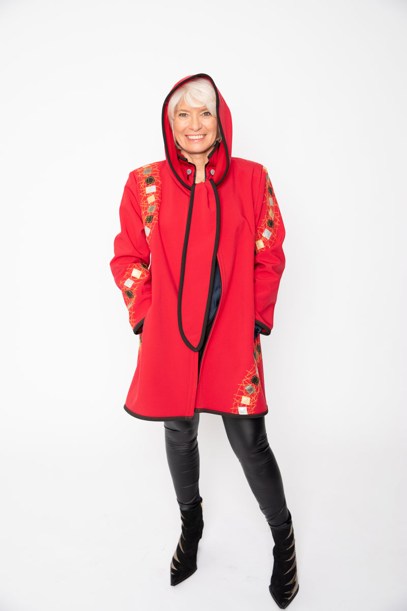 VESTE 3/4 ROUGE - MOSAÏQUES