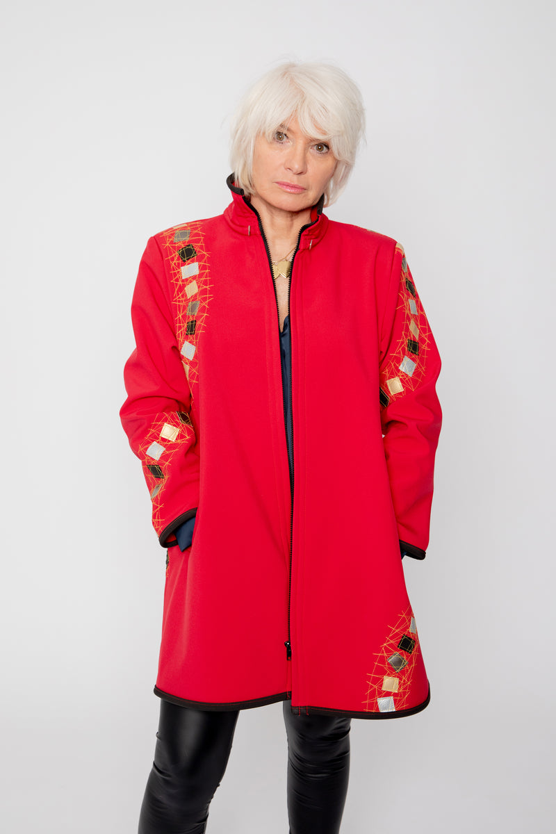 VESTE 3/4 ROUGE - MOSAÏQUES