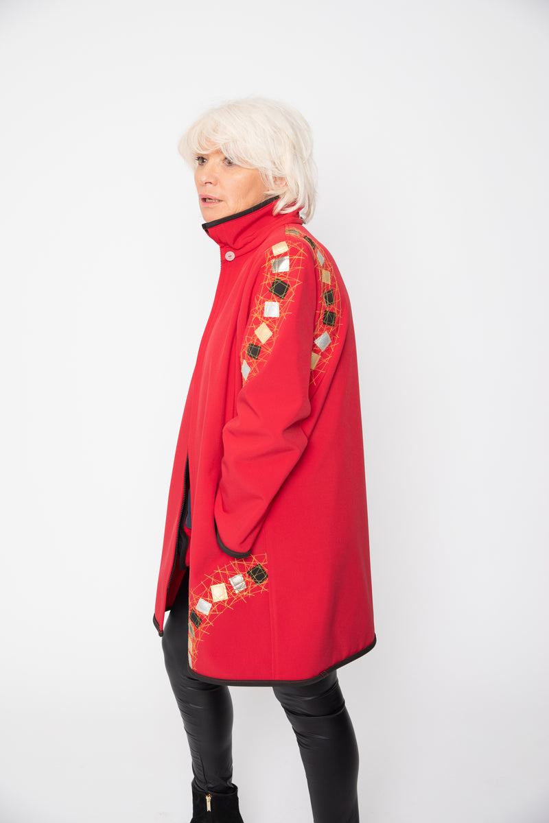 VESTE 3/4 ROUGE - MOSAÏQUES