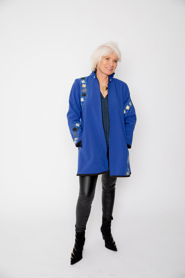 VESTE 3/4 BLEUE - MOSAÏQUES