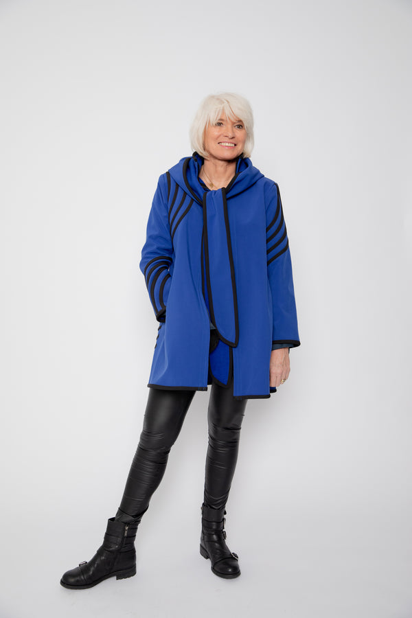 VESTE 3/4 BLEUE - BANDES NOIRES