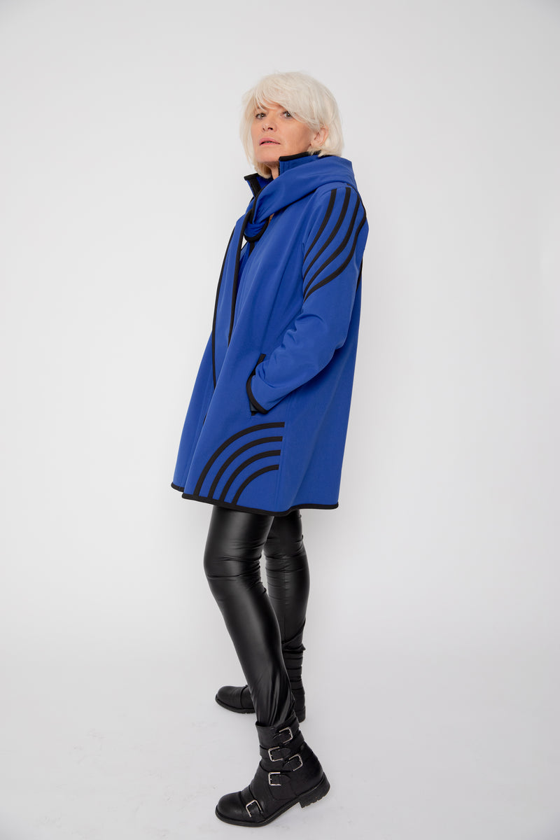 VESTE 3/4 BLEUE - BANDES NOIRES