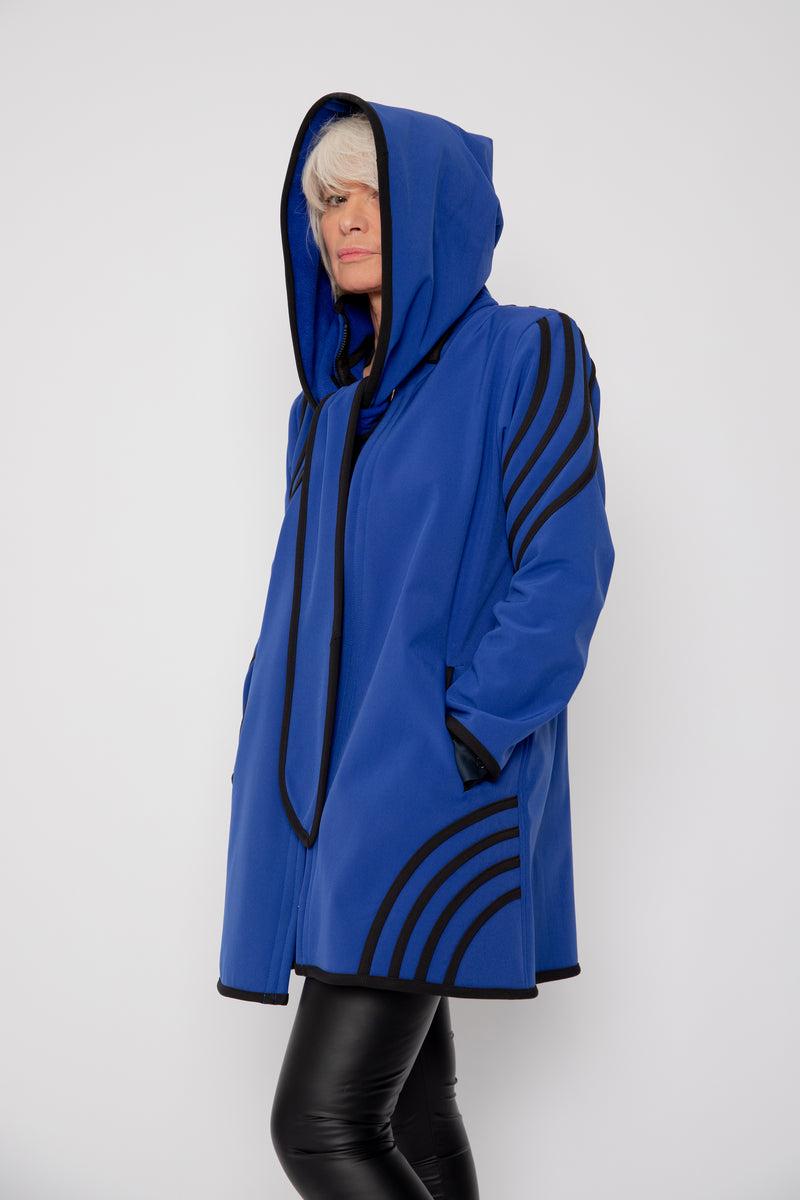 VESTE 3/4 BLEUE - BANDES NOIRES