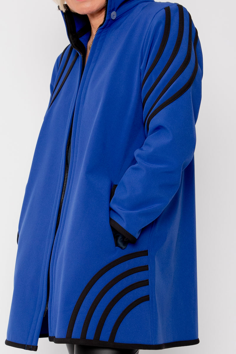 VESTE 3/4 BLEUE - BANDES NOIRES