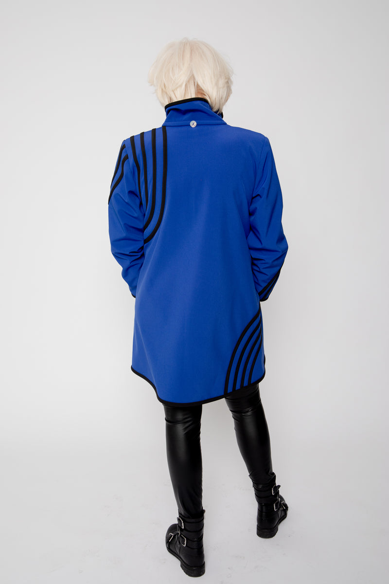 VESTE 3/4 BLEUE - BANDES NOIRES
