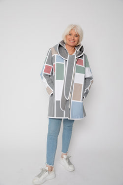 VESTE 3/4 GRISE - MONDRIAN PASTEL