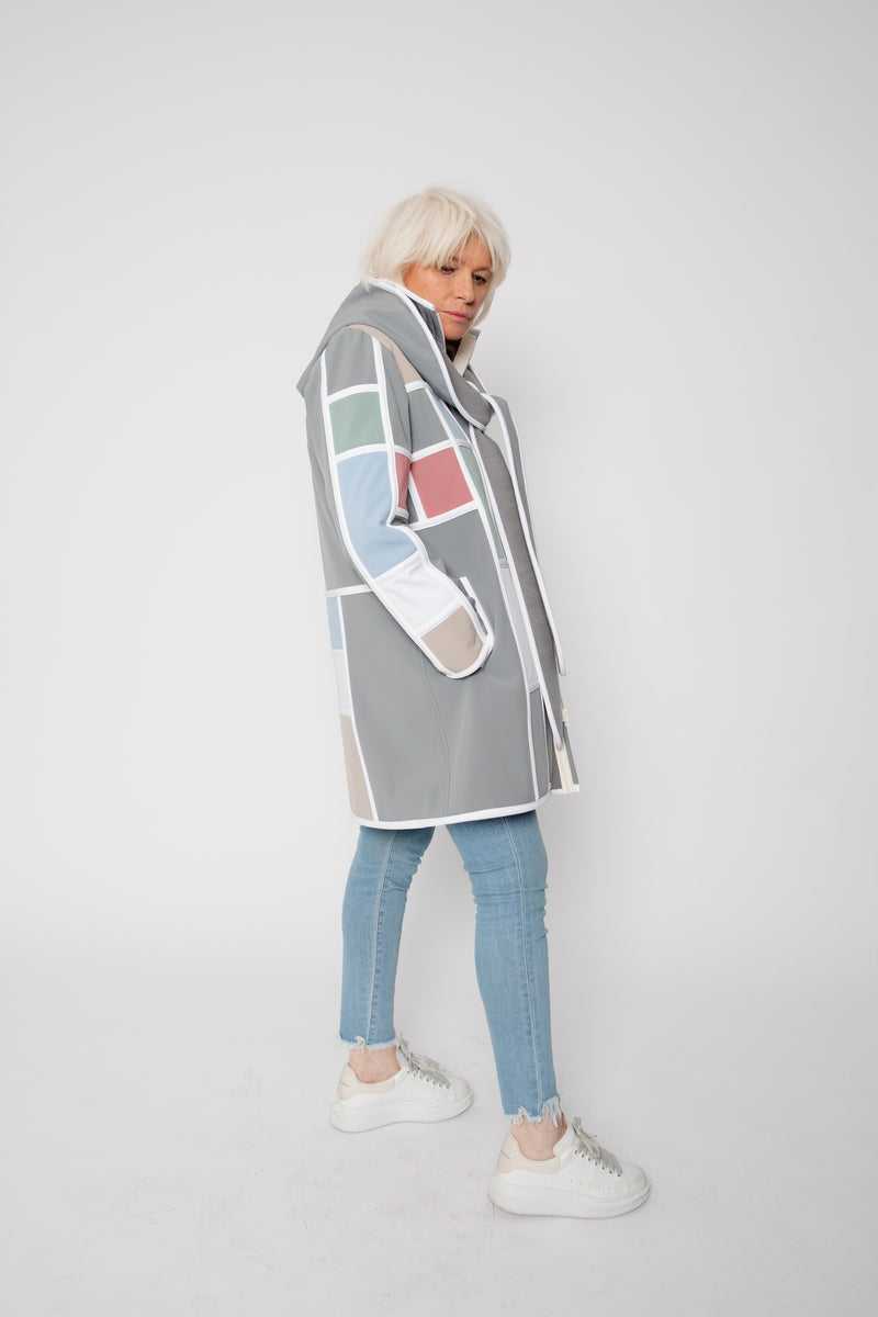VESTE 3/4 GRISE - MONDRIAN PASTEL