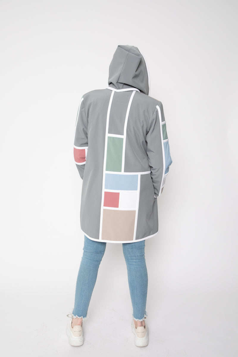 VESTE 3/4 GRISE - MONDRIAN PASTEL