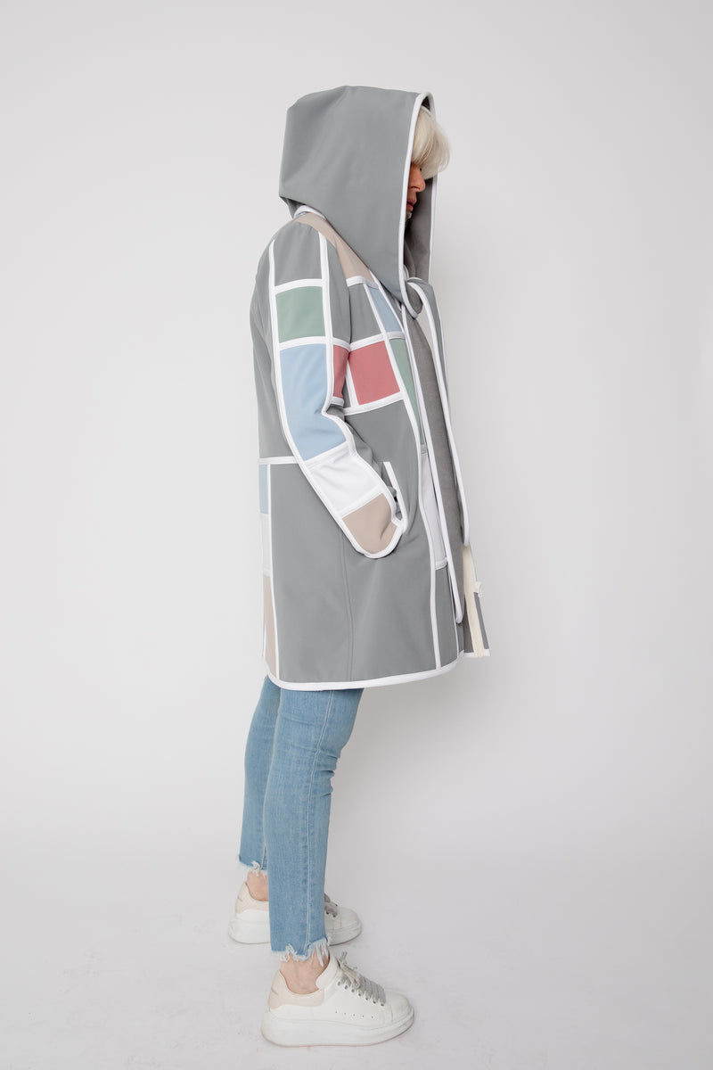 VESTE 3/4 GRISE - MONDRIAN PASTEL