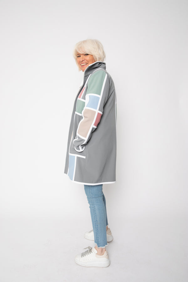 VESTE 3/4 GRISE - MONDRIAN PASTEL