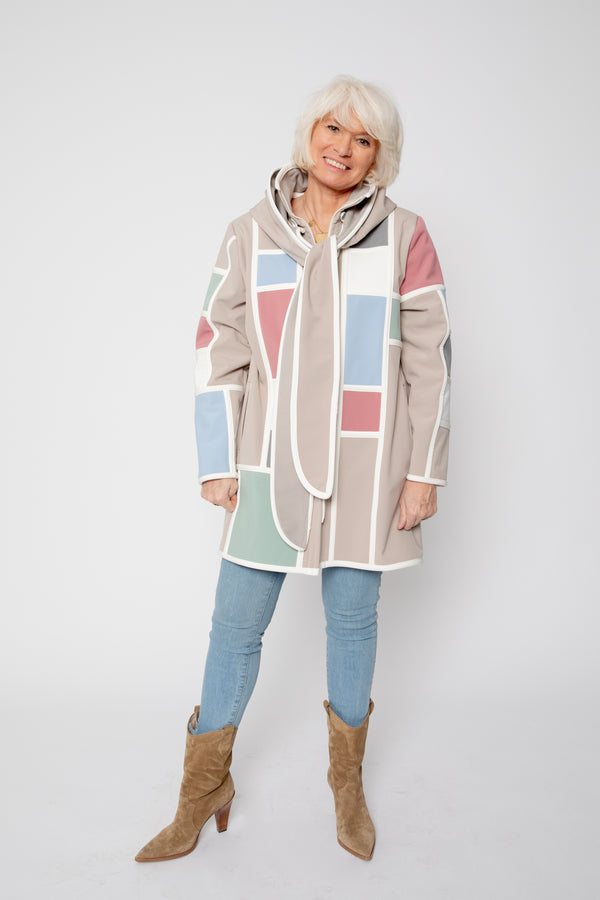 VESTE 3/4 BEIGE - MONDRIAN PASTEL