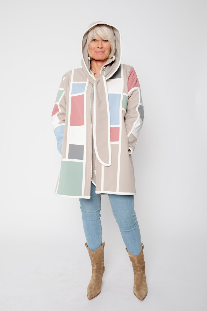 VESTE 3/4 BEIGE - MONDRIAN PASTEL