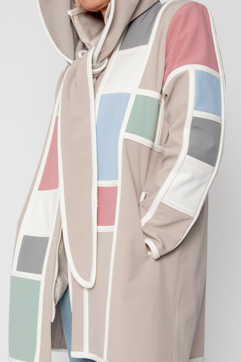VESTE 3/4 BEIGE - MONDRIAN PASTEL