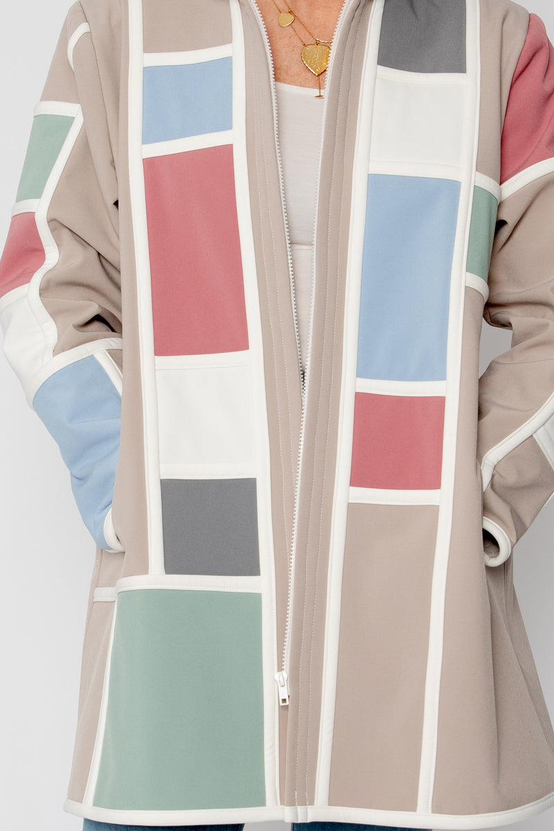 VESTE 3/4 BEIGE - MONDRIAN PASTEL