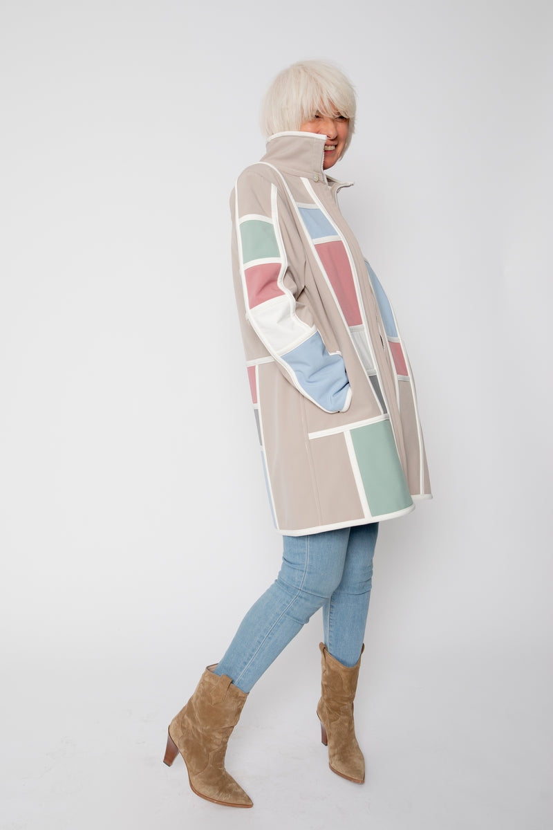 VESTE 3/4 BEIGE - MONDRIAN PASTEL